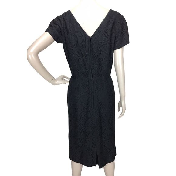 Vintage 40s 50s Lorch of Dallas Black Lace Cocktail Hostess Sheath Dress Medium - Picture 6 of 8